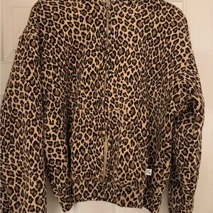 Akimbo leopard print zip up sweatshirt